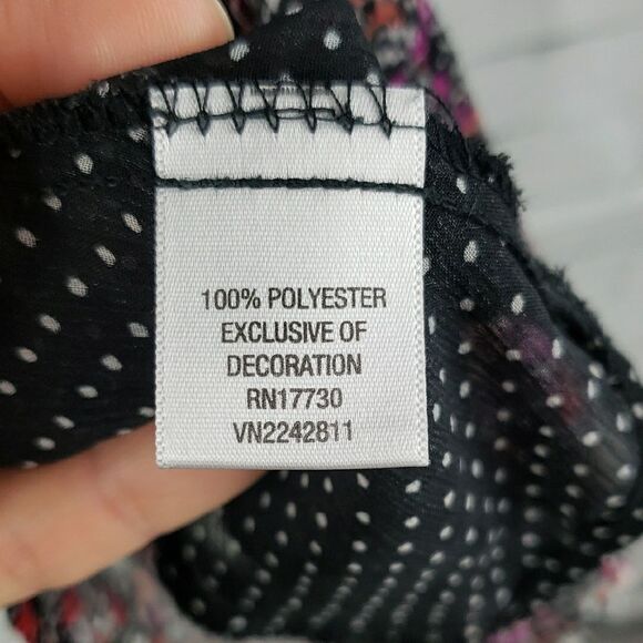 Xhilaration Pink and Black Short Sleeve Graphic Blouse - Picture 3 of 4